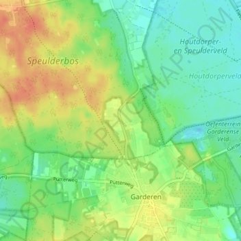 Topografische kaart Houtdorp, hoogte, reliëf
