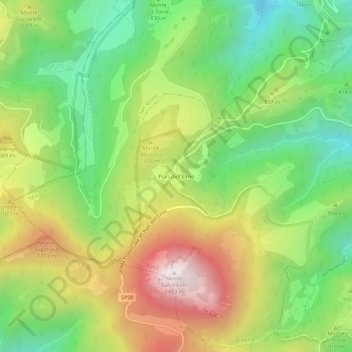 Topografische kaart Pian dell'Elmo, hoogte, reliëf