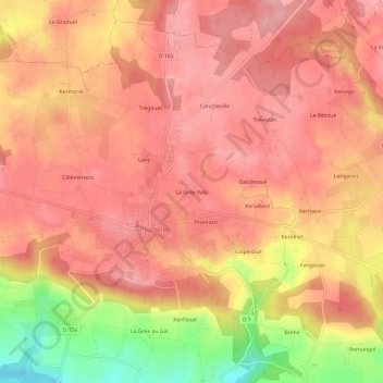 Topografische kaart La Grée Valy, hoogte, reliëf