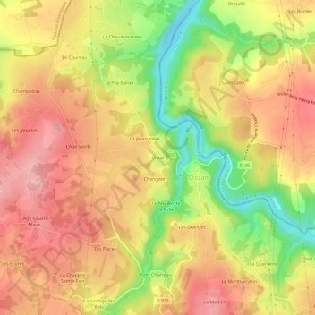 Topografische kaart Vitrat, hoogte, reliëf