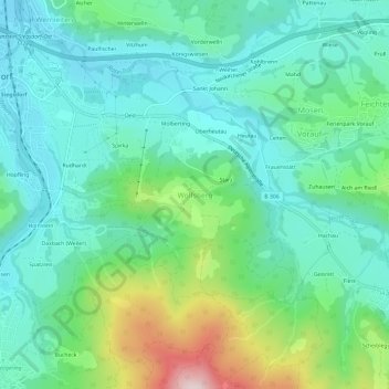 Topografische kaart Wolfsberg, hoogte, reliëf