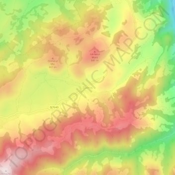 Topografische kaart Damiș, hoogte, reliëf