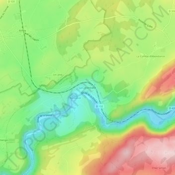 Topografische kaart La Colombière, hoogte, reliëf