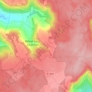 Topografische kaart La Poterne, hoogte, reliëf