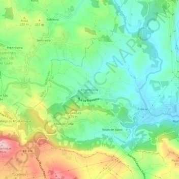 Topografische kaart Chamboeira, hoogte, reliëf