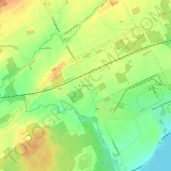 Topografische kaart Ernestown, hoogte, reliëf