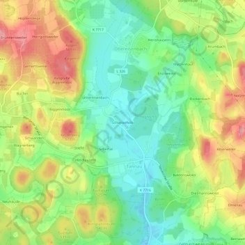 Topografische kaart Schletterholz, hoogte, reliëf