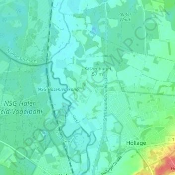 Topografische kaart Barlage, hoogte, reliëf