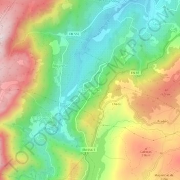Topografische kaart Pêro Soares, hoogte, reliëf