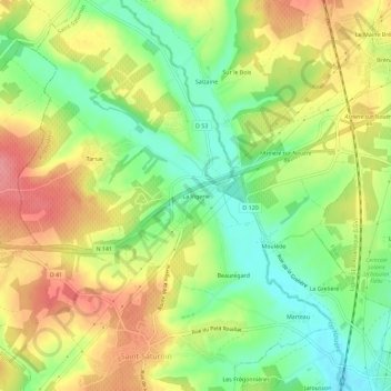 Topografische kaart La Vigerie, hoogte, reliëf