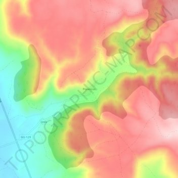 Topografische kaart Pozancos, hoogte, reliëf