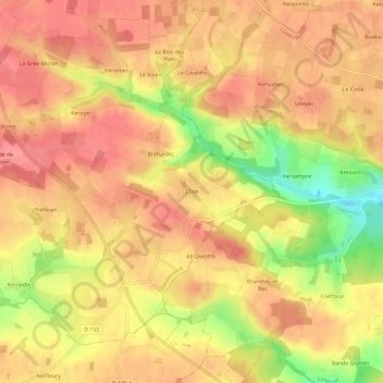 Topografische kaart L'Isle, hoogte, reliëf
