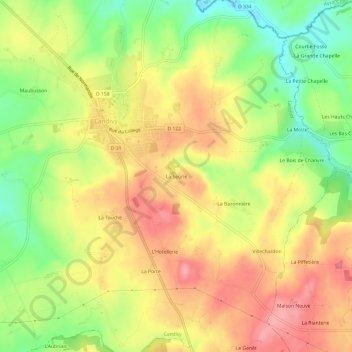 Topografische kaart La Seorie, hoogte, reliëf