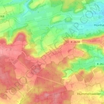 Topografische kaart Mainkling, hoogte, reliëf