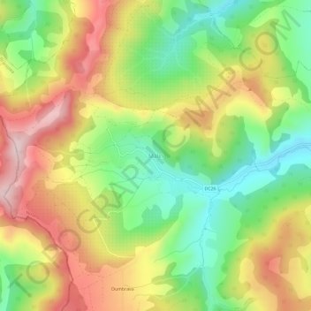 Topografische kaart Malin, hoogte, reliëf