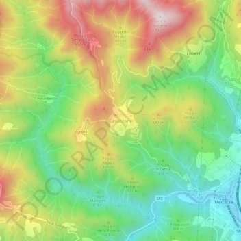 Topografische kaart Cavarzano, hoogte, reliëf