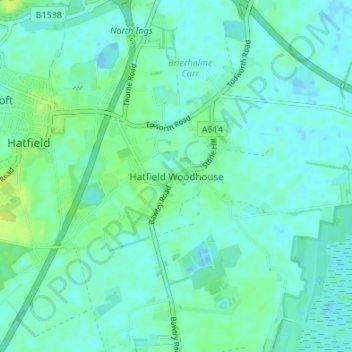 Topografische kaart Hatfield Woodhouse, hoogte, reliëf