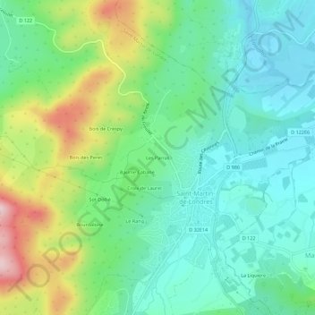 Topografische kaart Les Parras, hoogte, reliëf