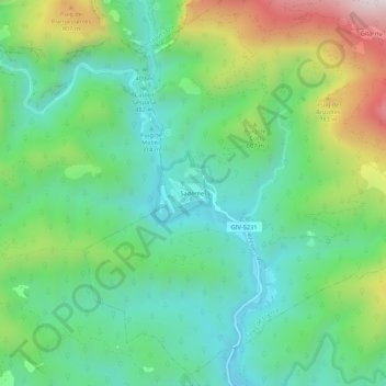 Topografische kaart Sadernes, hoogte, reliëf