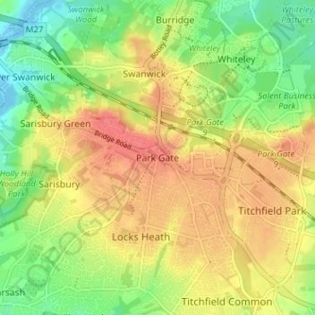 Topografische kaart Park Gate, hoogte, reliëf