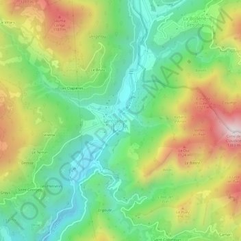Topografische kaart Le Village, hoogte, reliëf