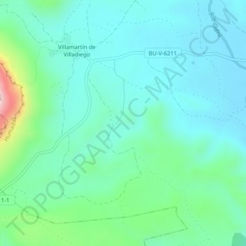 Topografische kaart Butrón, hoogte, reliëf