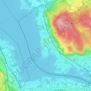 Topografische kaart Lisanza, hoogte, reliëf