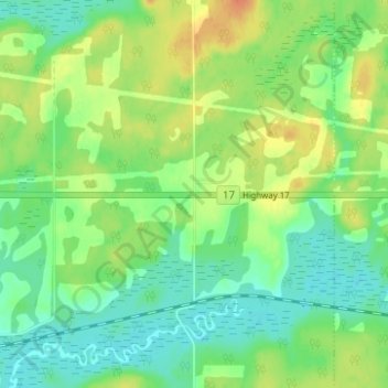 Topografische kaart Minnitaki, hoogte, reliëf