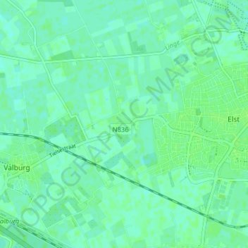 Topografische kaart Lijnden, hoogte, reliëf