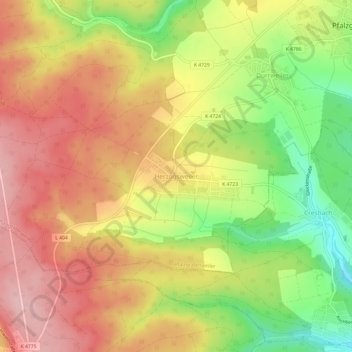 Topografische kaart Herzogsweiler, hoogte, reliëf