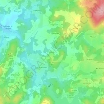Topografische kaart Chantot, hoogte, reliëf