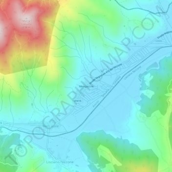 Topografische kaart Mengaccini, hoogte, reliëf