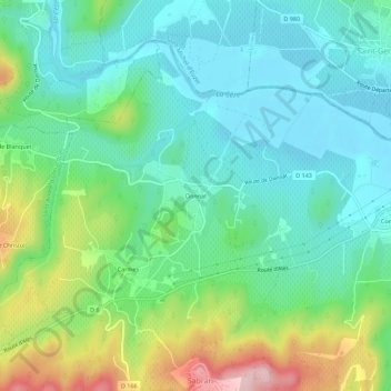 Topografische kaart Donnat, hoogte, reliëf