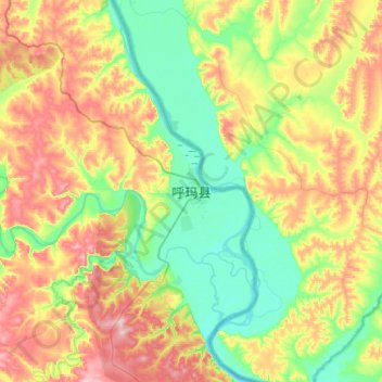 Topografische kaart 呼玛县, hoogte, reliëf