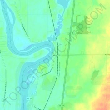 Topografische kaart Watab, hoogte, reliëf
