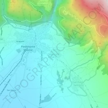 Topografische kaart Sepicciano, hoogte, reliëf