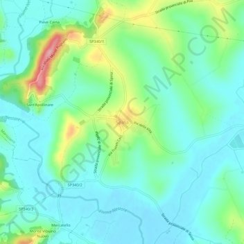 Topografische kaart Spina, hoogte, reliëf
