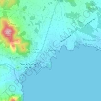 Topografische kaart Can Sansó, hoogte, reliëf