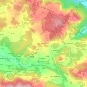 Topografische kaart Condesuso, hoogte, reliëf
