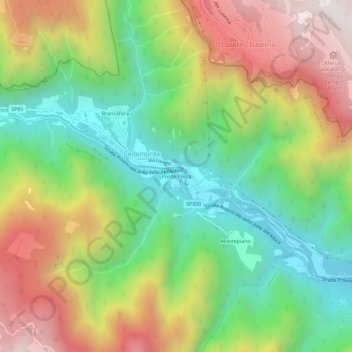 Topografische kaart Ponte Posta, hoogte, reliëf