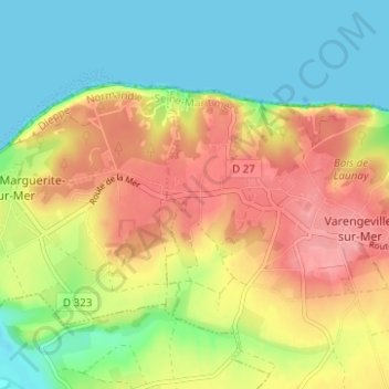 Topografische kaart Blancmesnil, hoogte, reliëf