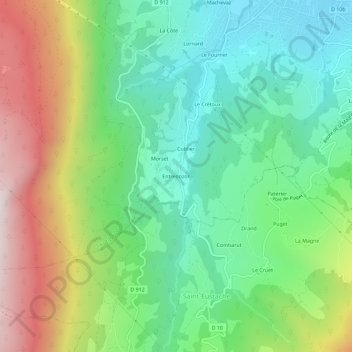 Topografische kaart Entredozon, hoogte, reliëf