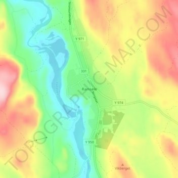 Topografische kaart Ramsele, hoogte, reliëf