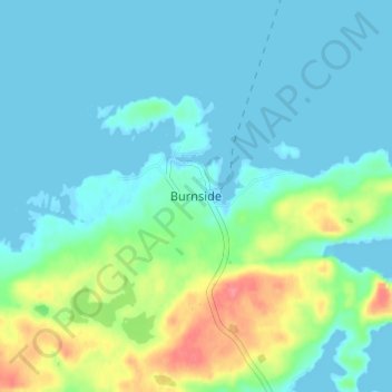 Topografische kaart Burnside, hoogte, reliëf