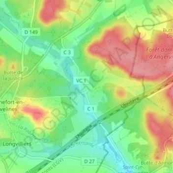 Topografische kaart La Bâte, hoogte, reliëf