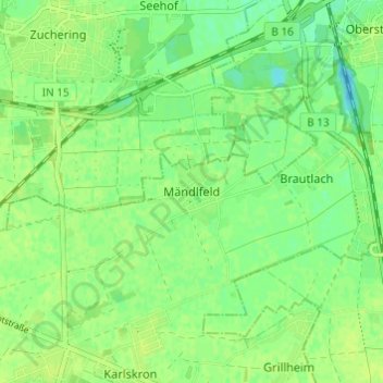 Topografische kaart Mändlfeld, hoogte, reliëf