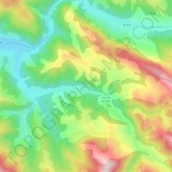 Topografische kaart Stănija, hoogte, reliëf