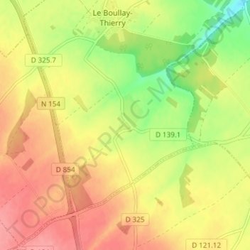 Topografische kaart Minières, hoogte, reliëf