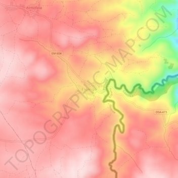 Topografische kaart Escarigo, hoogte, reliëf