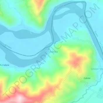 Topografische kaart Fortaleza, hoogte, reliëf